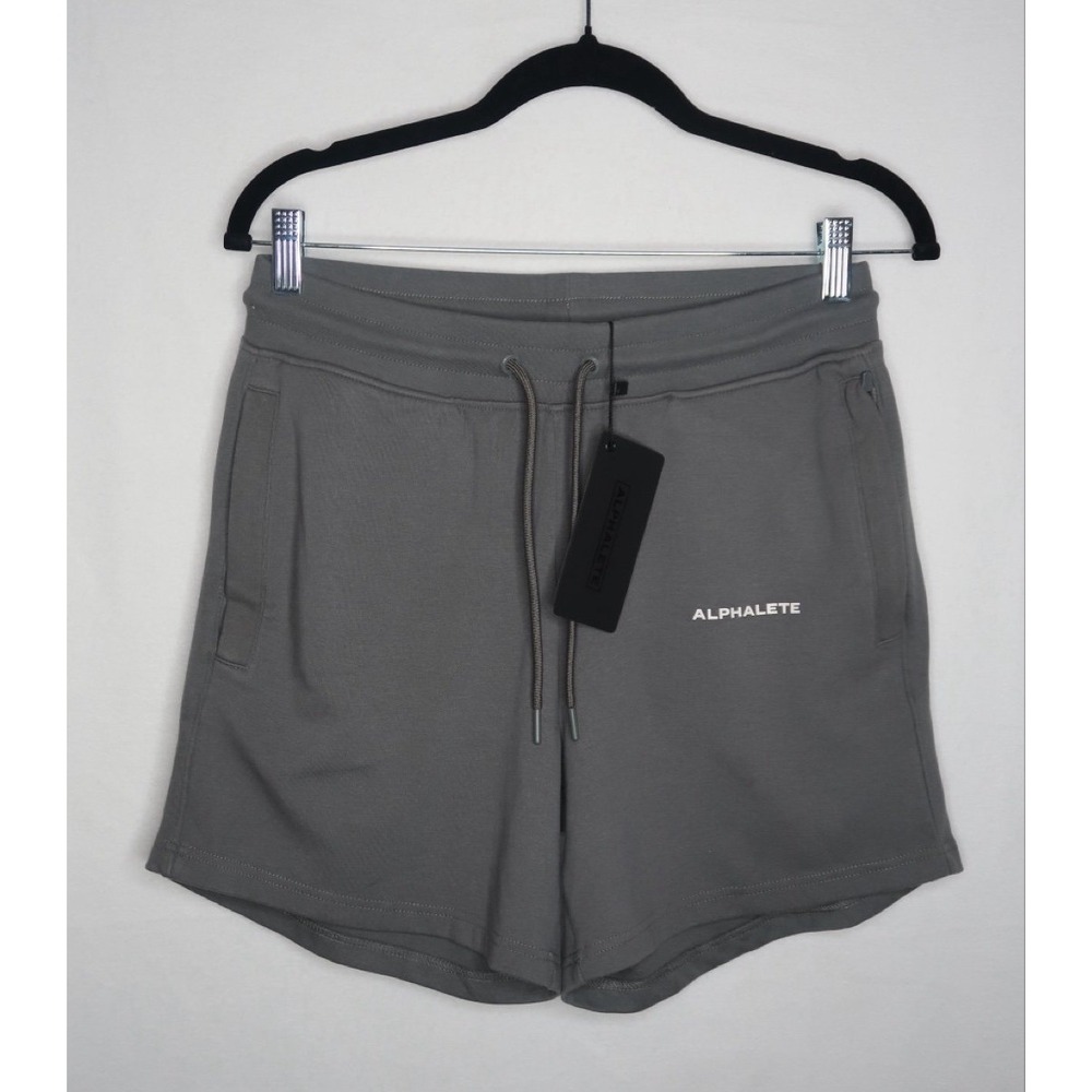 NWT Alphalete Essential Core Shorts Gray Drawstring Pockets Activewear Women's S